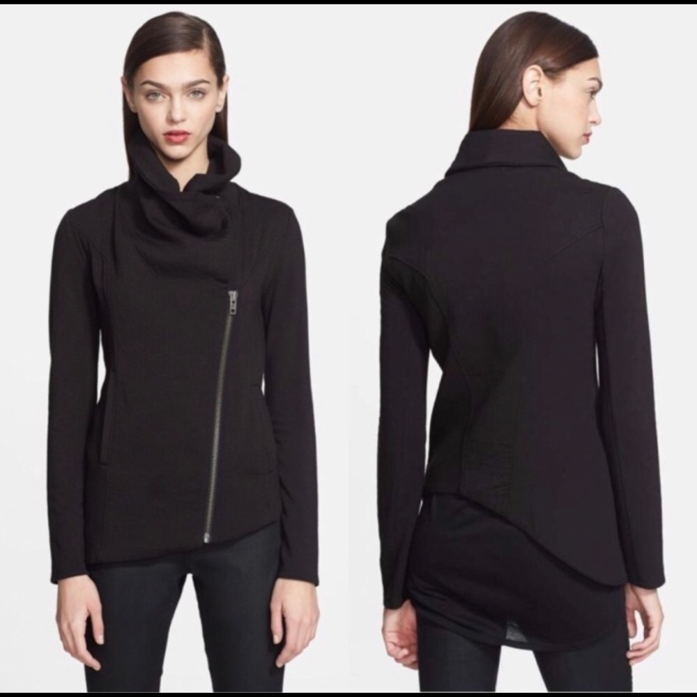 Helmut Lang Villous Jersey Knit Moto Sweater